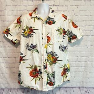 Tropical Print Leafs Men's Shirt Large